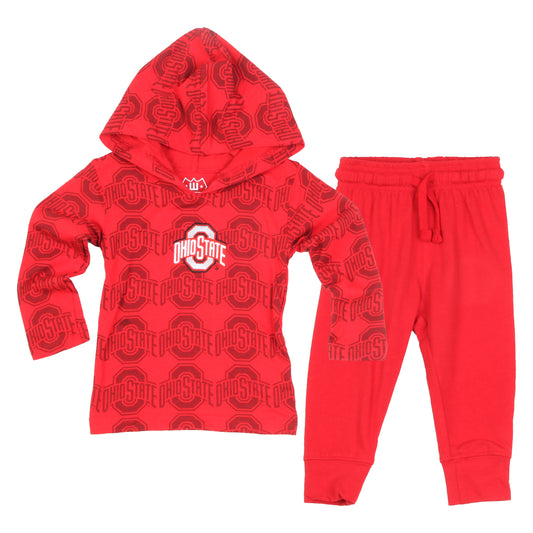 Ohio State Buckeyes Infant Allover Print Hoodie Set