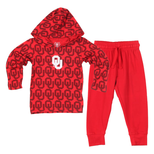 Oklahoma Sooners Infant Allover Print Hoodie Set