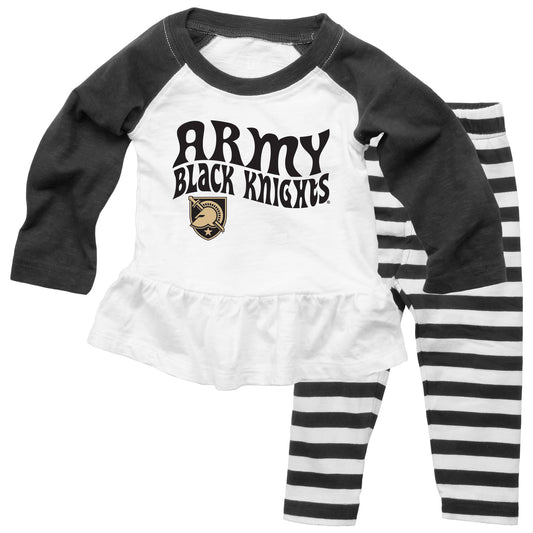 Army Black Knights NCAA Infant Girls Ruffle Raglan Set