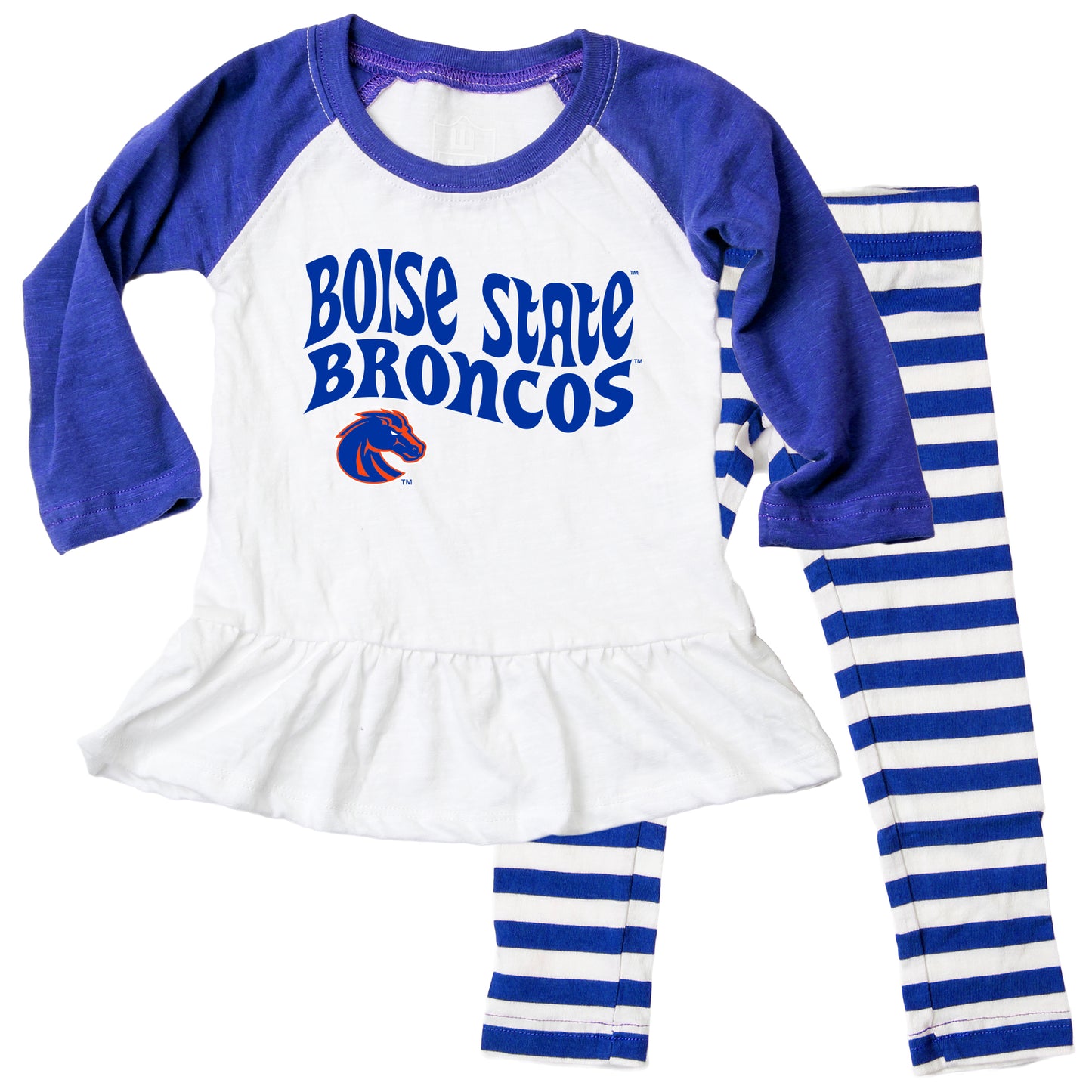 Boise State Broncos NCAA Infant Girls Ruffle Raglan Set