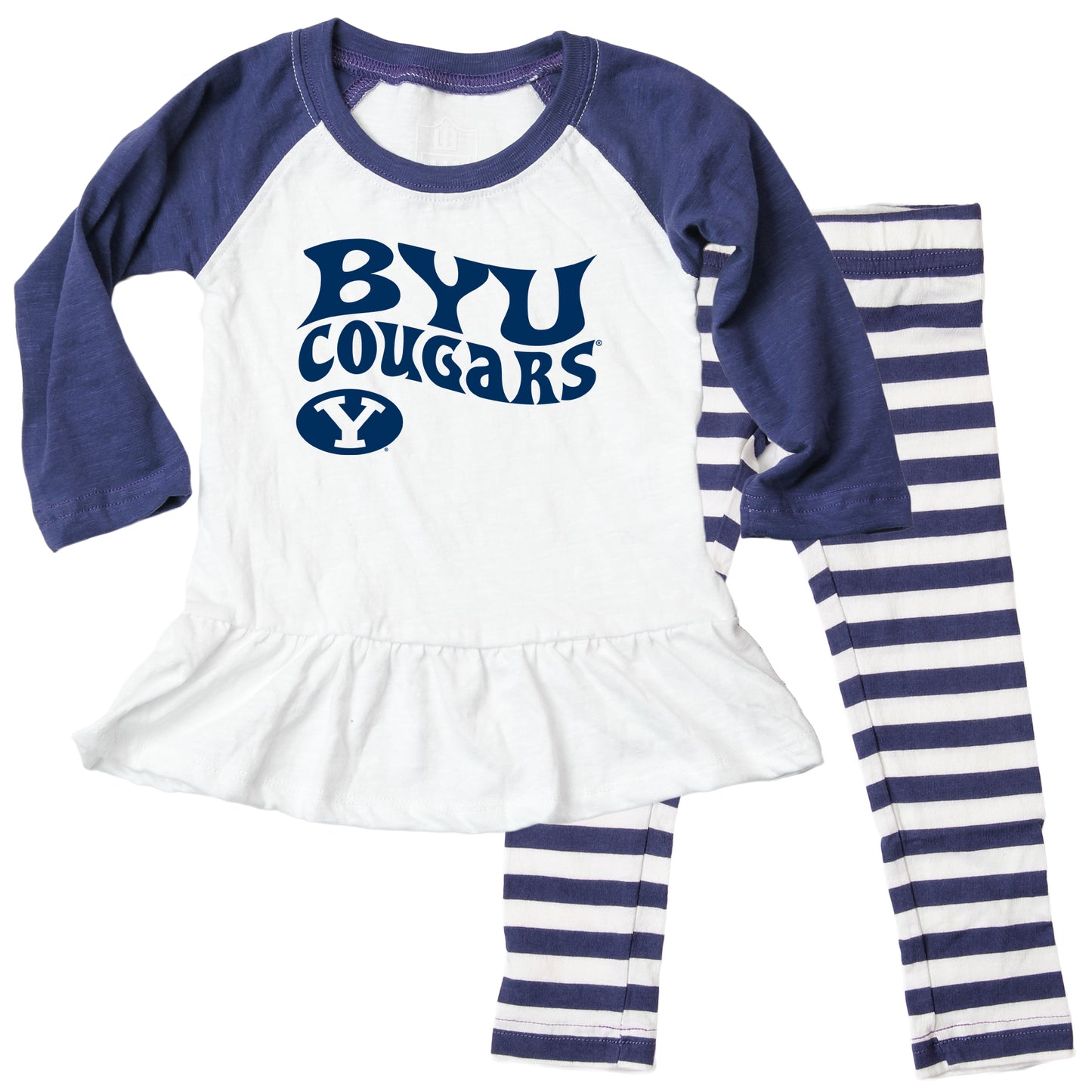 Brigham Young Cougars NCAA Infant Girls Ruffle Raglan Set