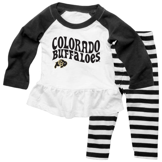 Colorado Buffaloes NCAA Infant Girls Ruffle Raglan Set