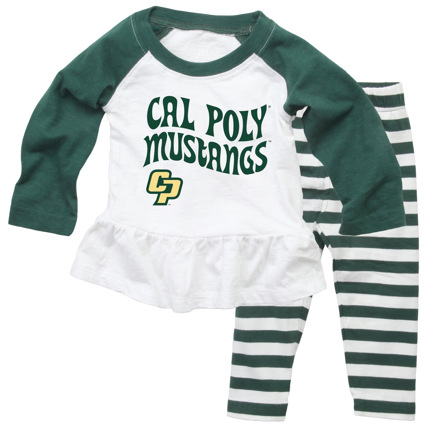 Cal Poly Mustangs NCAA Infant Girls Ruffle Raglan Set