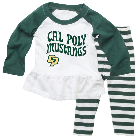 Cal Poly Mustangs NCAA Infant Girls Ruffle Raglan Set