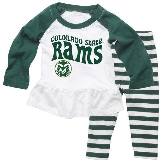 Colorado State Rams NCAA Infant Girls Ruffle Raglan Set