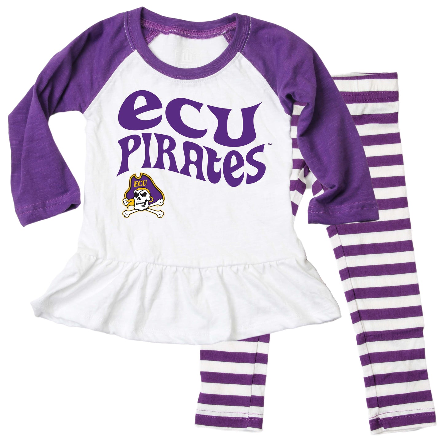 NCAA Infant Girls Ruffle Raglan Set-East Carolina Pirates