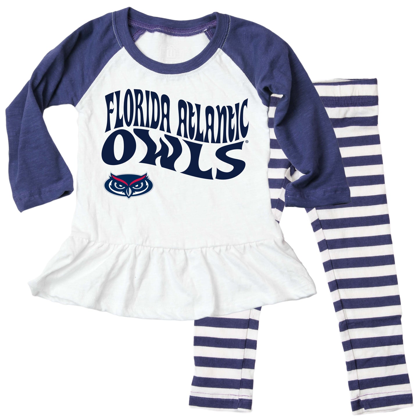 Florida Atlantic Owls NCAA Infant Girls Ruffle Raglan Set