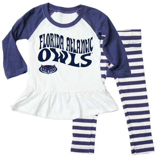 Florida Atlantic Owls NCAA Infant Girls Ruffle Raglan Set