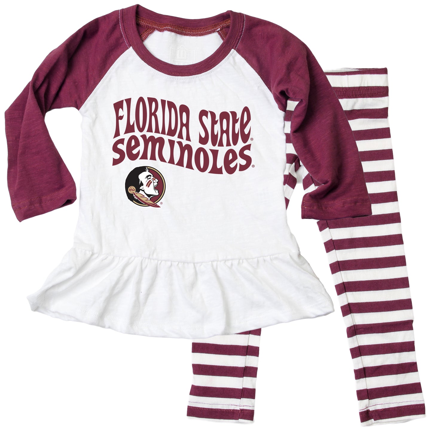 Florida State Seminoles NCAA Infant Girls Ruffle Raglan Set