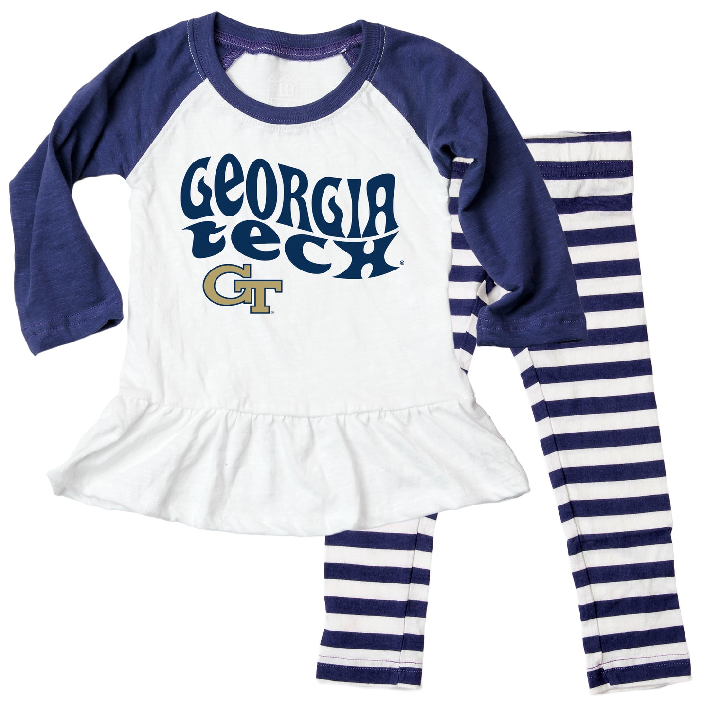 Georgia Tech Yellow Jackets NCAA Infant Girls Ruffle Raglan Set