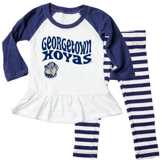 Georgetown Hoyas NCAA Infant Girls Ruffle Raglan Set