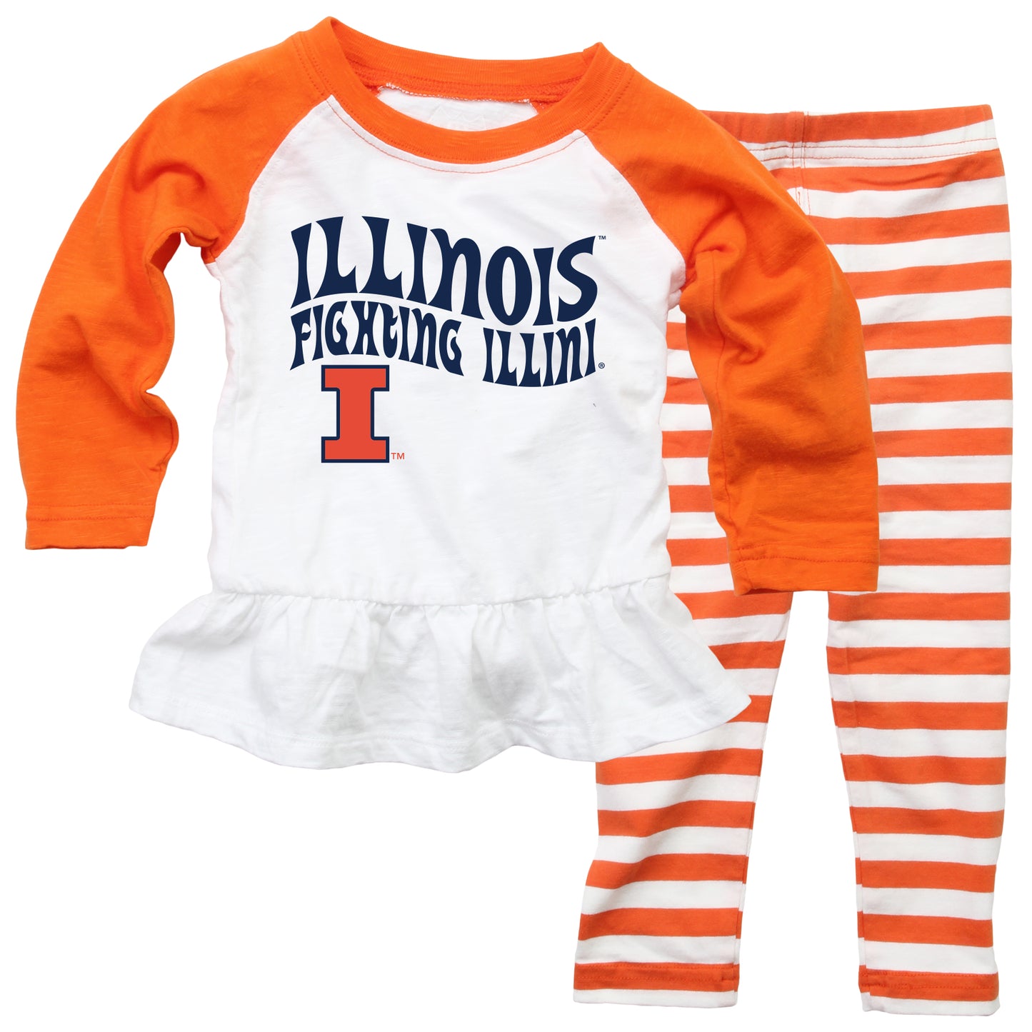 Illinois Fighting Illini NCAA Infant Girls Ruffle Raglan Set