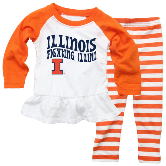 Illinois Fighting Illini NCAA Infant Girls Ruffle Raglan Set
