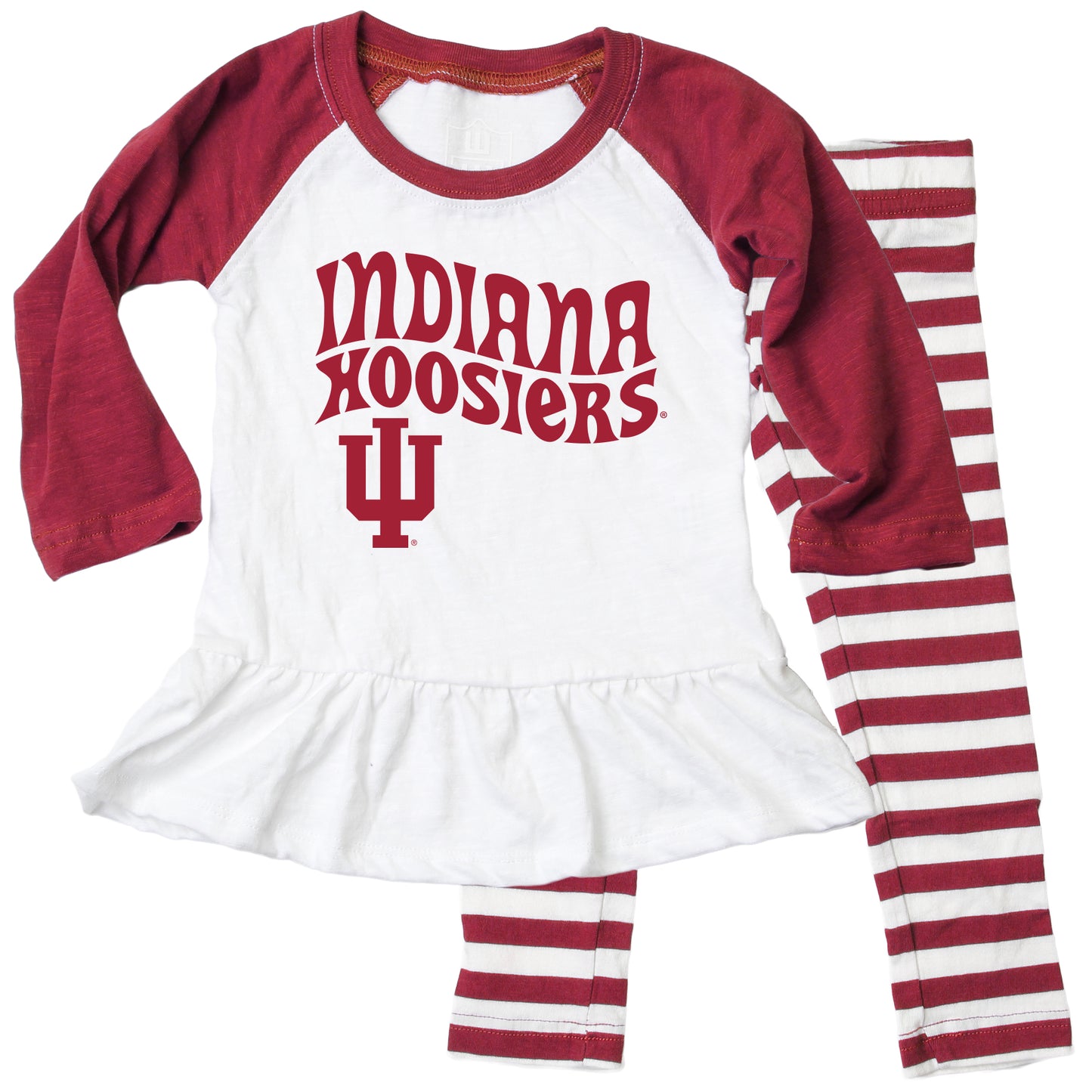 Indiana Hoosiers NCAA Infant Girls Ruffle Raglan Set