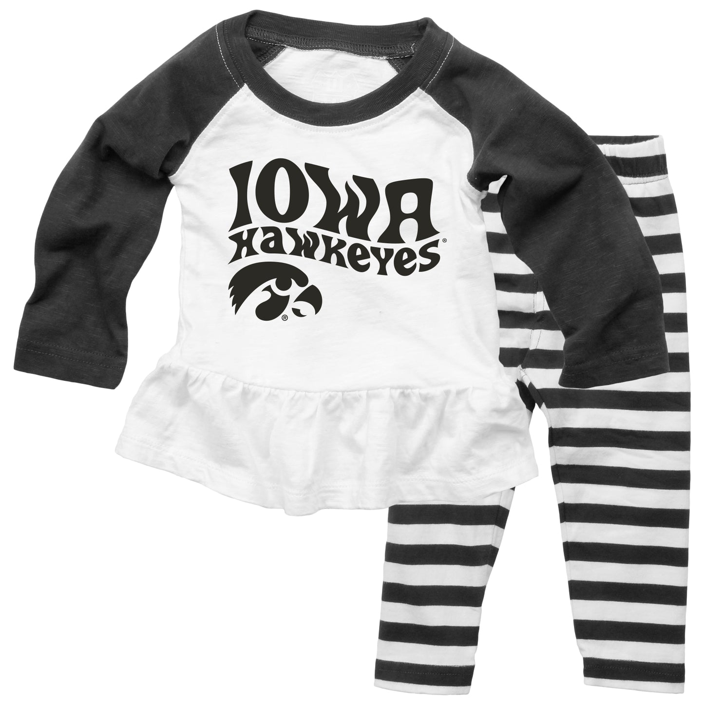 Iowa Hawkeyes NCAA Infant Girls Ruffle Raglan Set