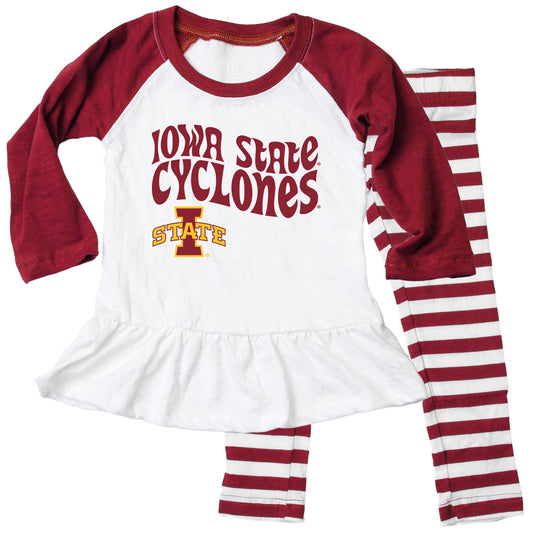 Iowa State Cyclones NCAA Infant Girls Ruffle Raglan Set