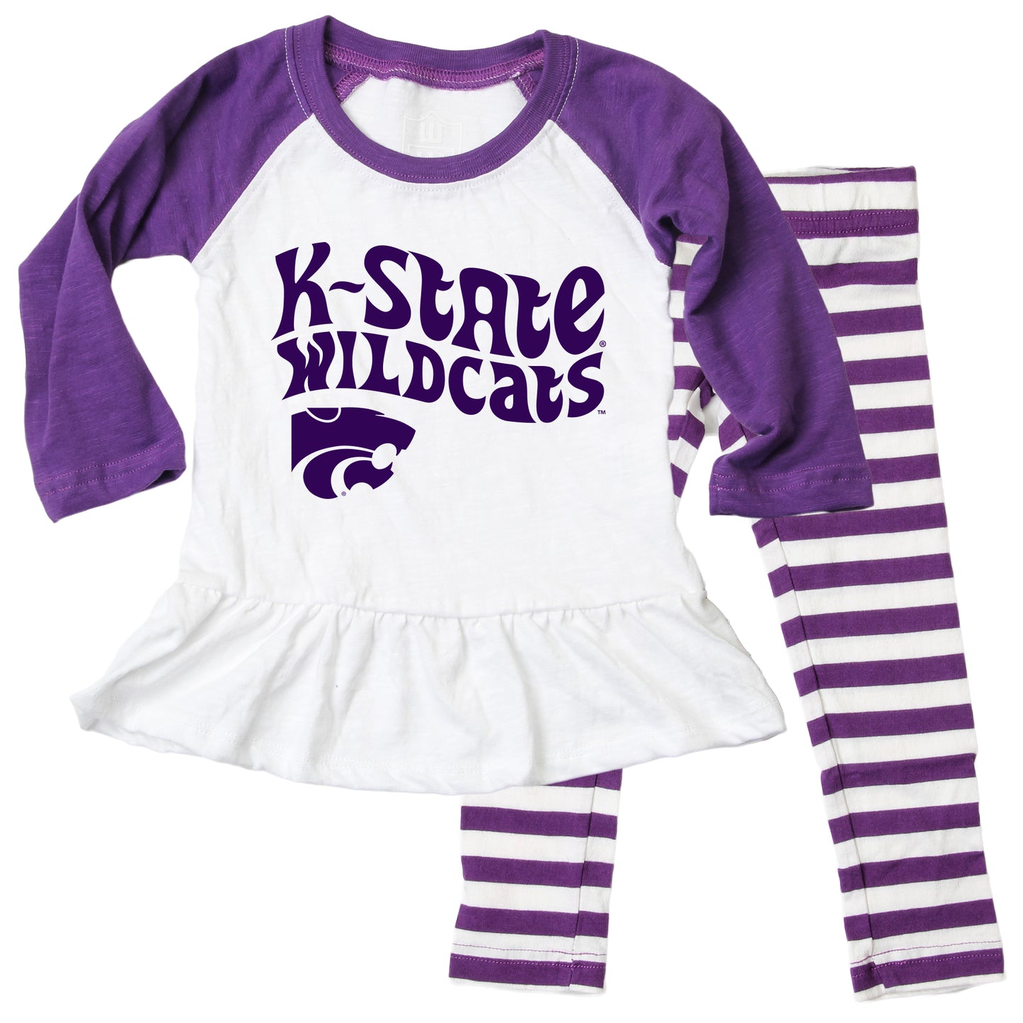 Kansas State Wildcats NCAA Infant Girls Ruffle Raglan Set