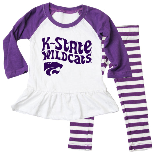 Kansas State Wildcats NCAA Infant Girls Ruffle Raglan Set