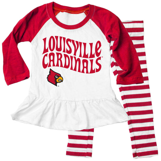 Louisville Cardinals NCAA Infant Girls Ruffle Raglan Set