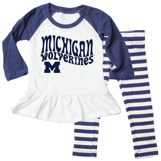 Michigan Wolverines NCAA Infant Girls Ruffle Raglan Set
