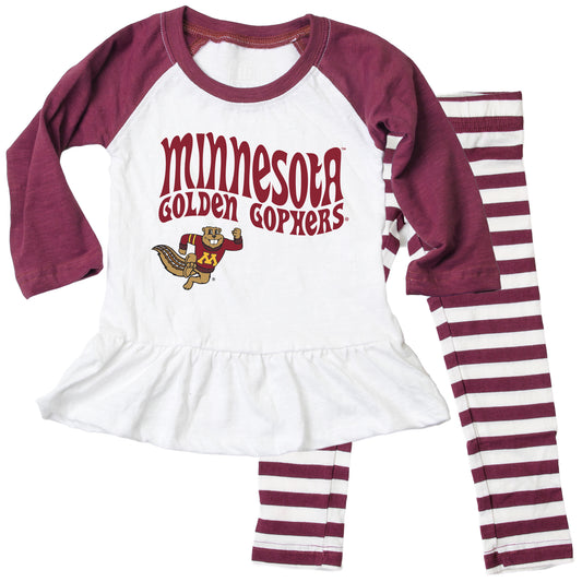 Minnesota Golden Gophers NCAA Infant Girls Ruffle Raglan Set