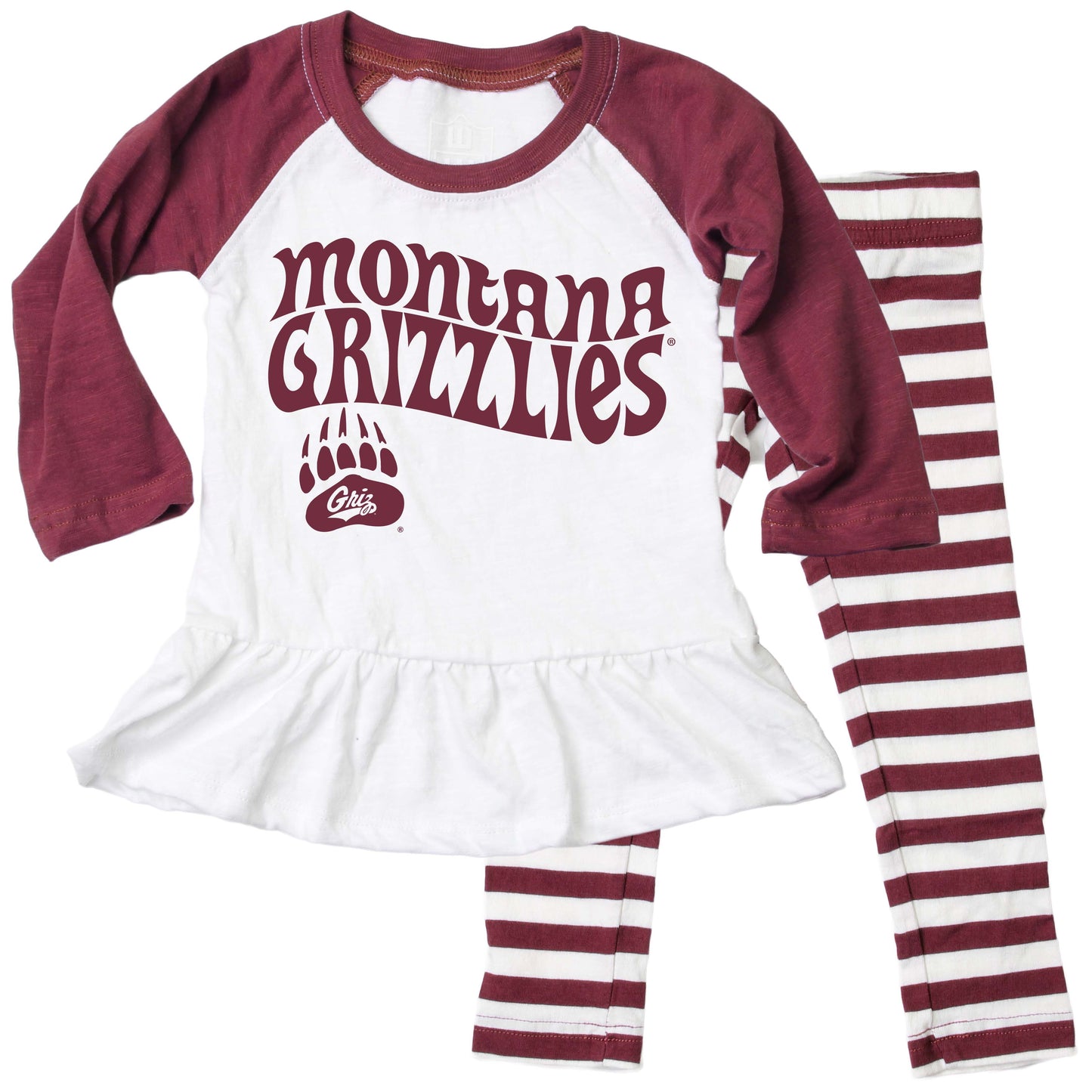 Montana Grizzlies NCAA Infant Girls Ruffle Raglan Set