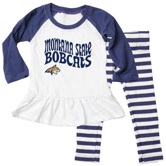 Montana State Bobcats NCAA Infant Girls Ruffle Raglan Set