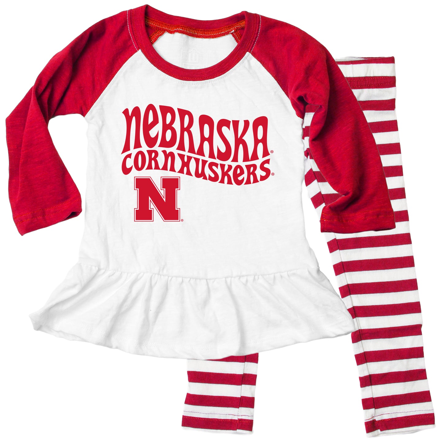 Nebraska Cornhuskers NCAA Infant Girls Ruffle Raglan Set