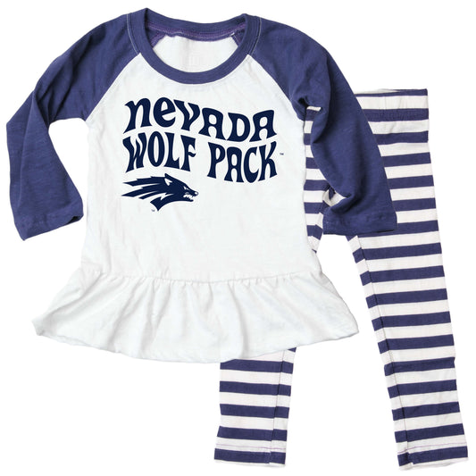 Nevada Reno Wolf Pack NCAA Infant Girls Ruffle Raglan Set
