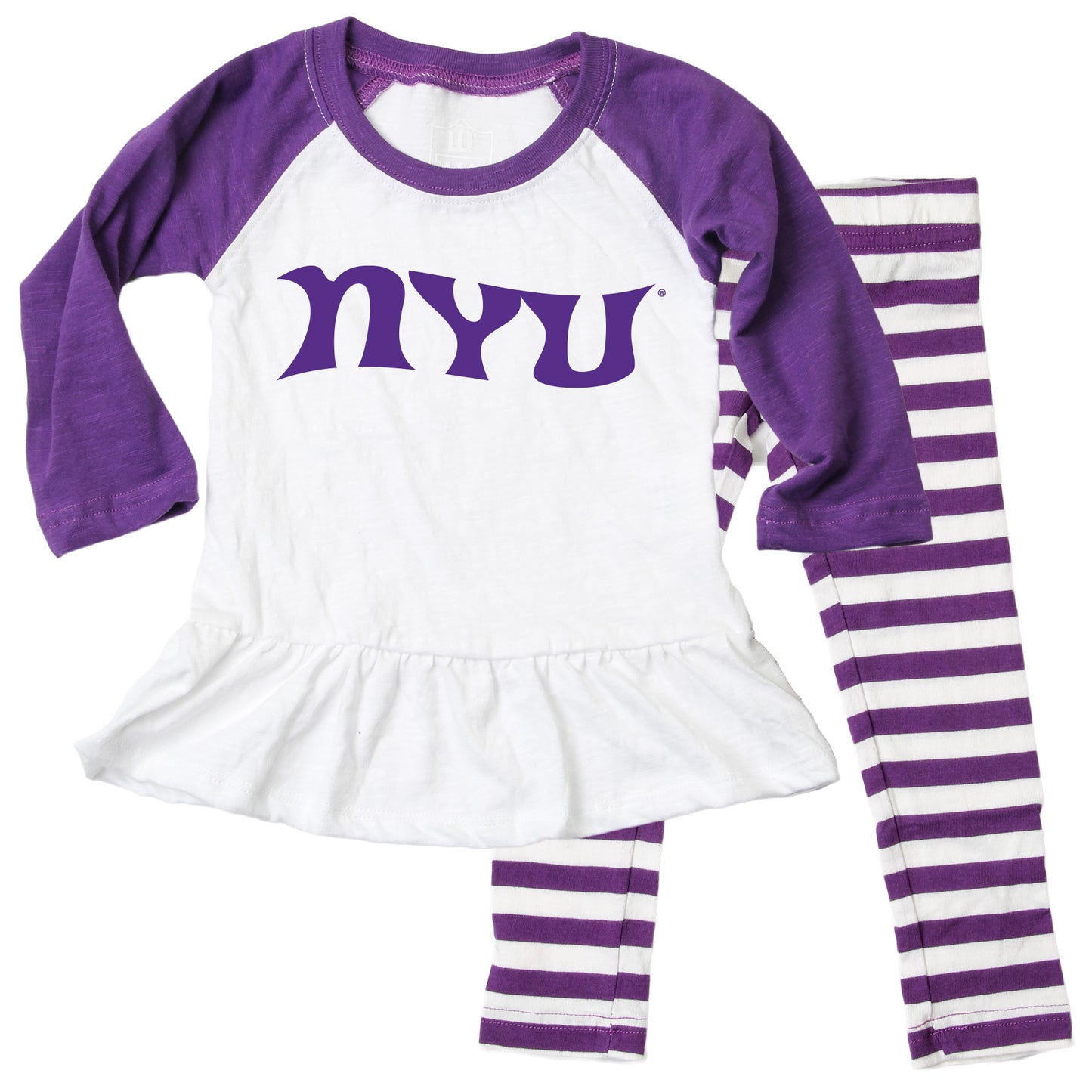 NYU Violets NCAA Infant Girls Ruffle Raglan Set