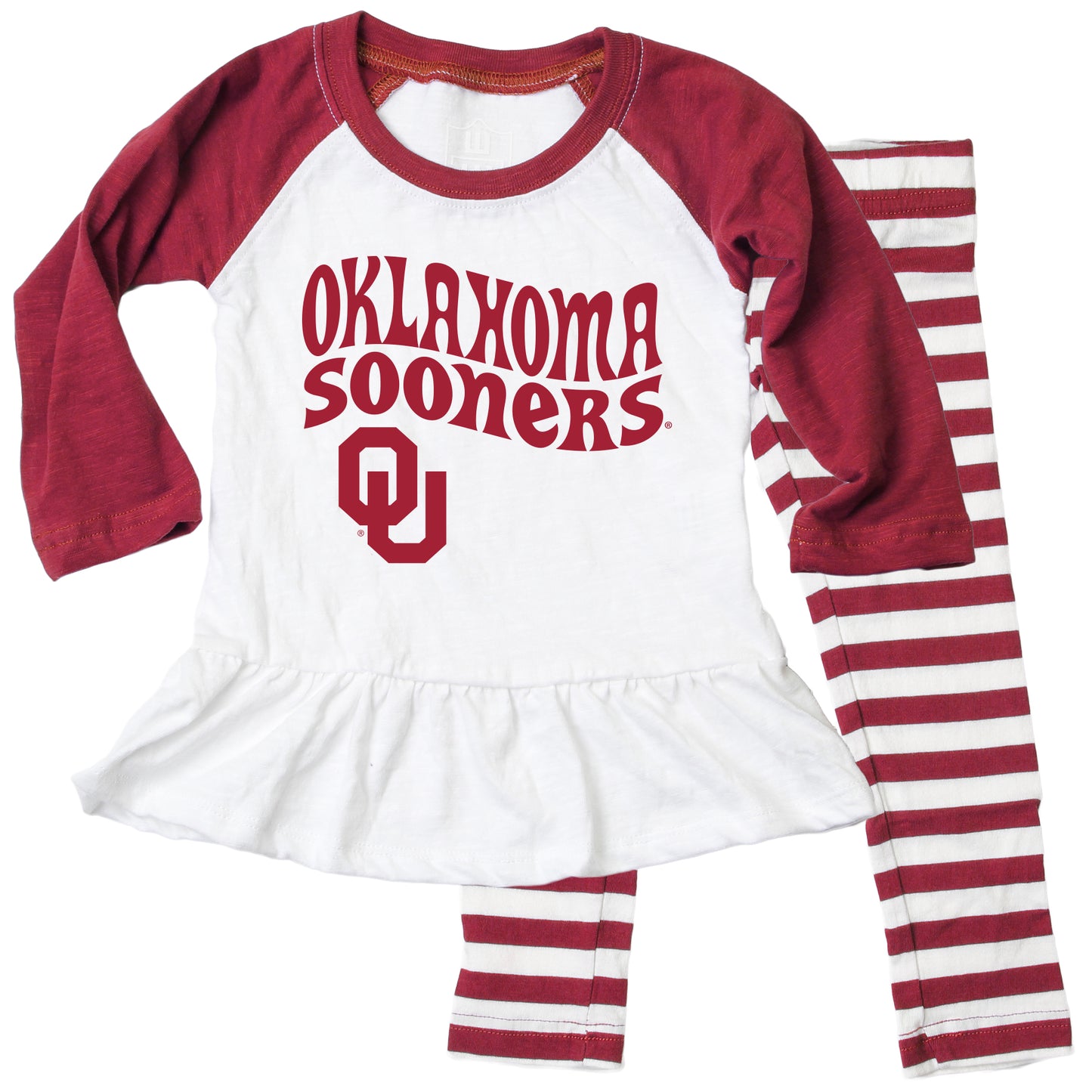 Oklahoma Sooners NCAA Infant Girls Ruffle Raglan Set