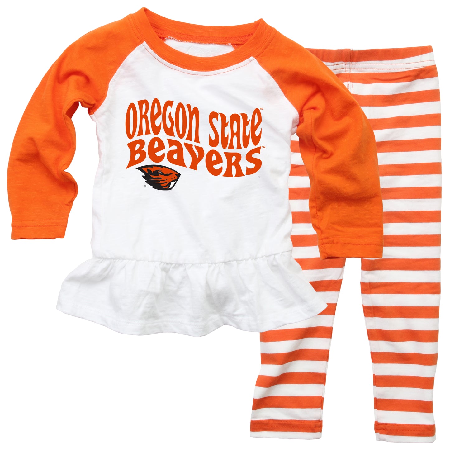 Oregon State Beavers NCAA Infant Girls Ruffle Raglan Set