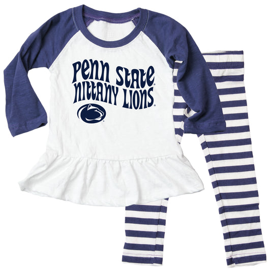Penn State Nittany Lions NCAA Infant Girls Ruffle Raglan Set