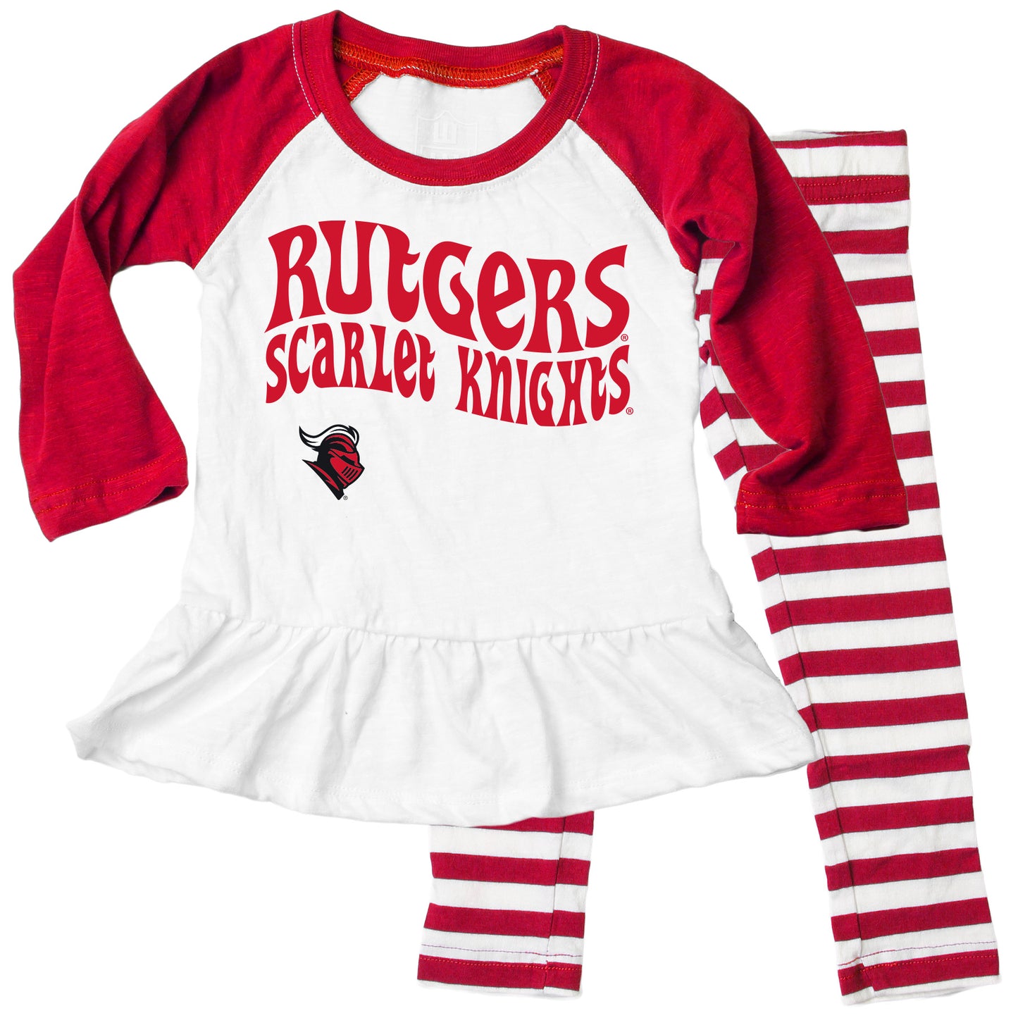 Rutgers Scarlet Knights NCAA Infant Girls Ruffle Raglan Set