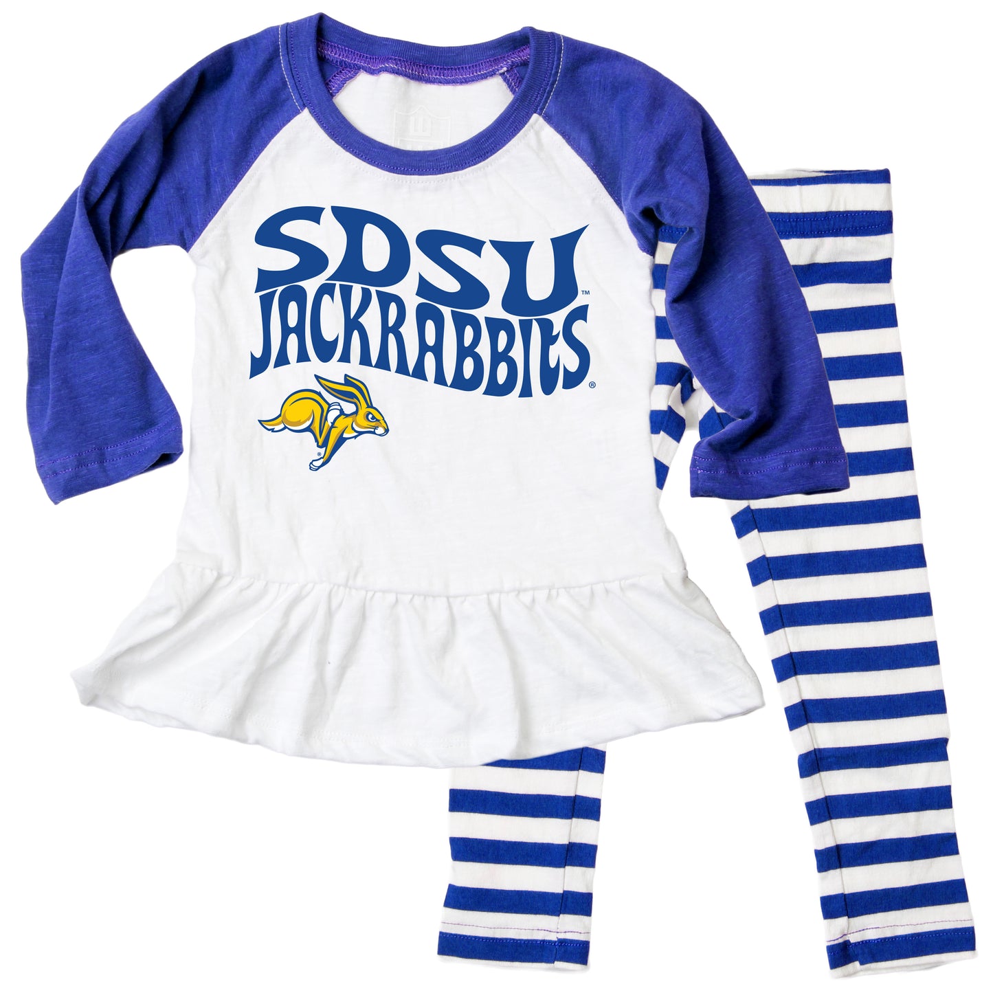 South Dakota State Jackrabbits NCAA Infant Girls Ruffle Raglan Set
