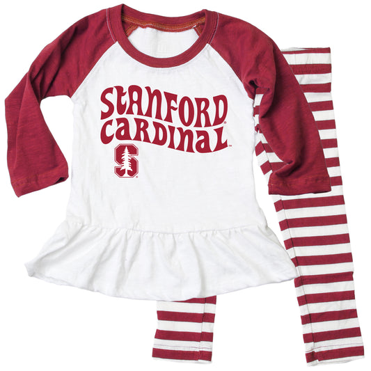 Stanford Cardinal NCAA Infant Girls Ruffle Raglan Set