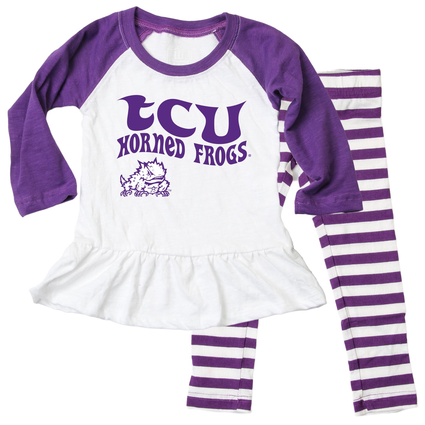 TCU Horned Frogs NCAA Infant Girls Ruffle Raglan Set