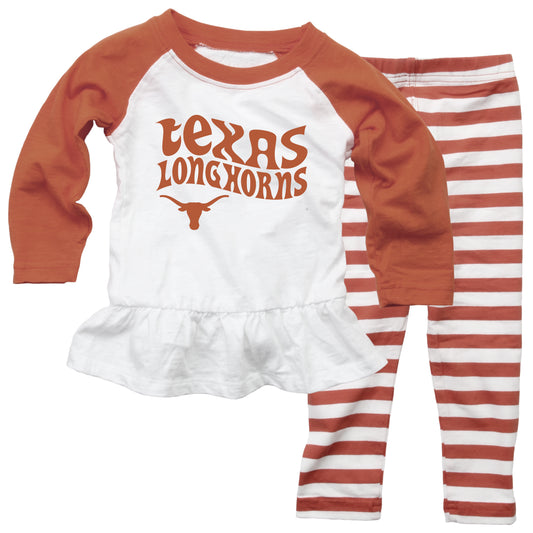 Texas Longhorns NCAA Infant Girls Ruffle Raglan Set