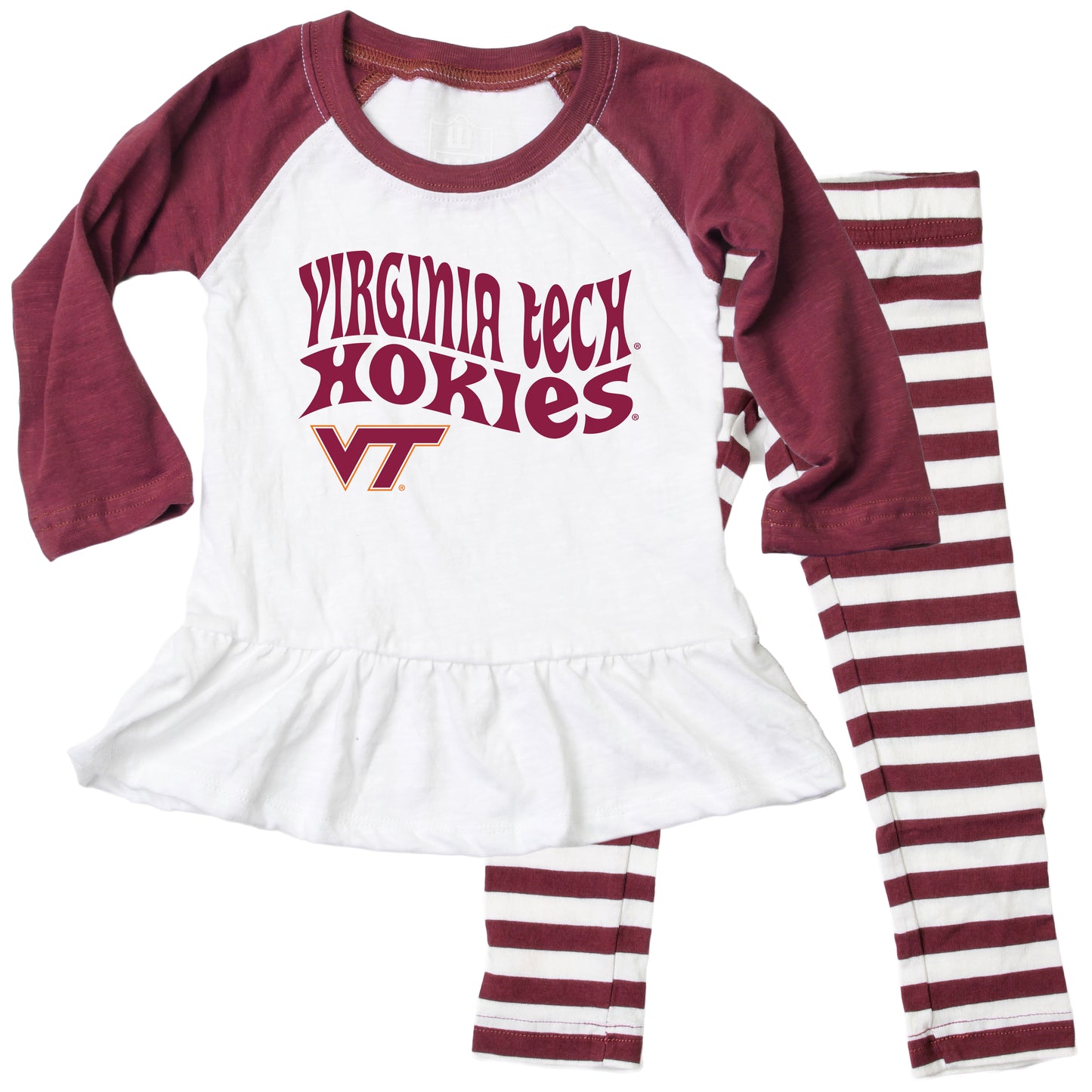 Virginia Tech Hokies NCAA Infant Girls Ruffle Raglan Set