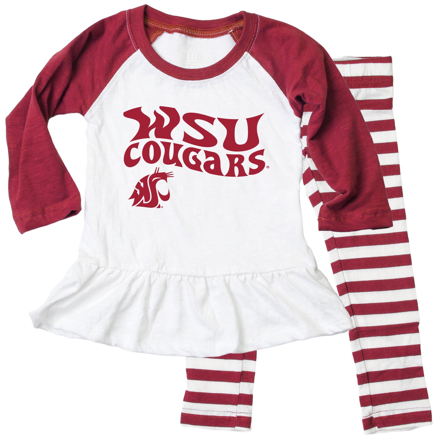 Washington State Cougars NCAA Infant Girls Ruffle Raglan Set