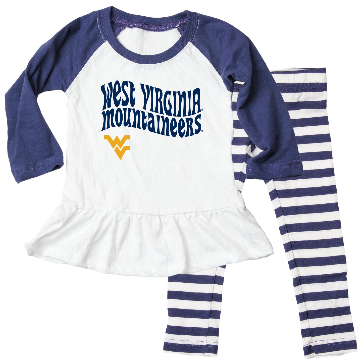 West Virginia Mountaineers NCAA Infant Girls Ruffle Raglan Set