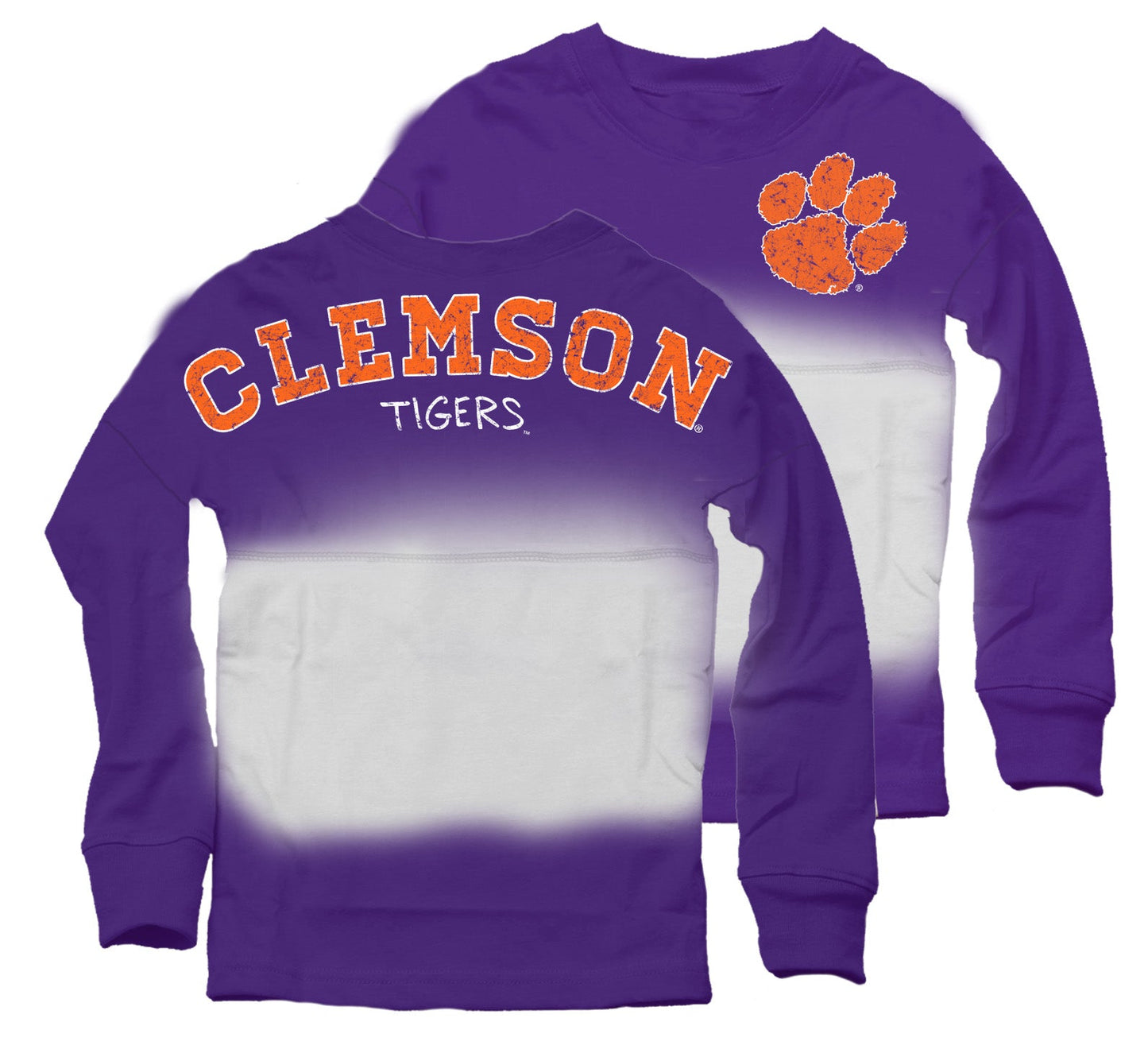 Clemson Tigers Youth Girls Dip Dyed Spirit Tee-Purple