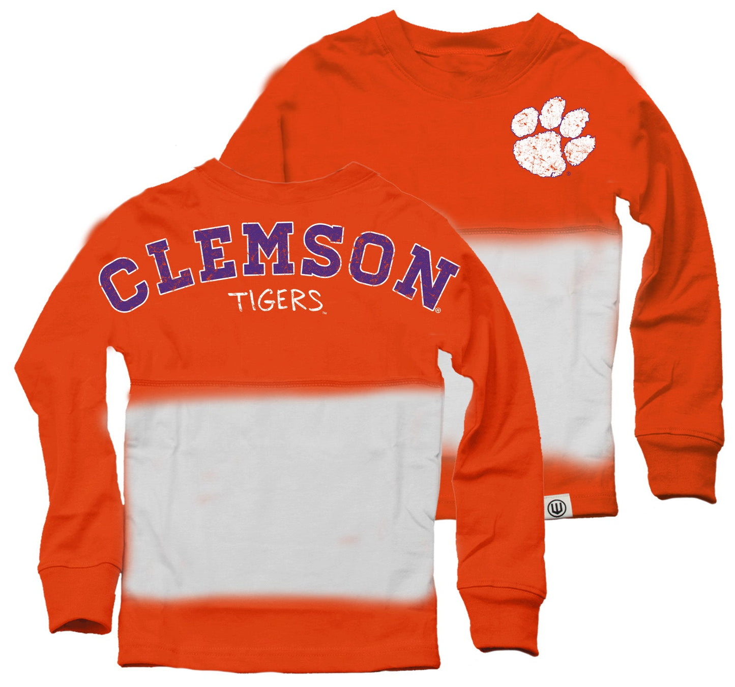 Clemson Tigers Youth Girls Dip Dyed Spirit Tee-Orange