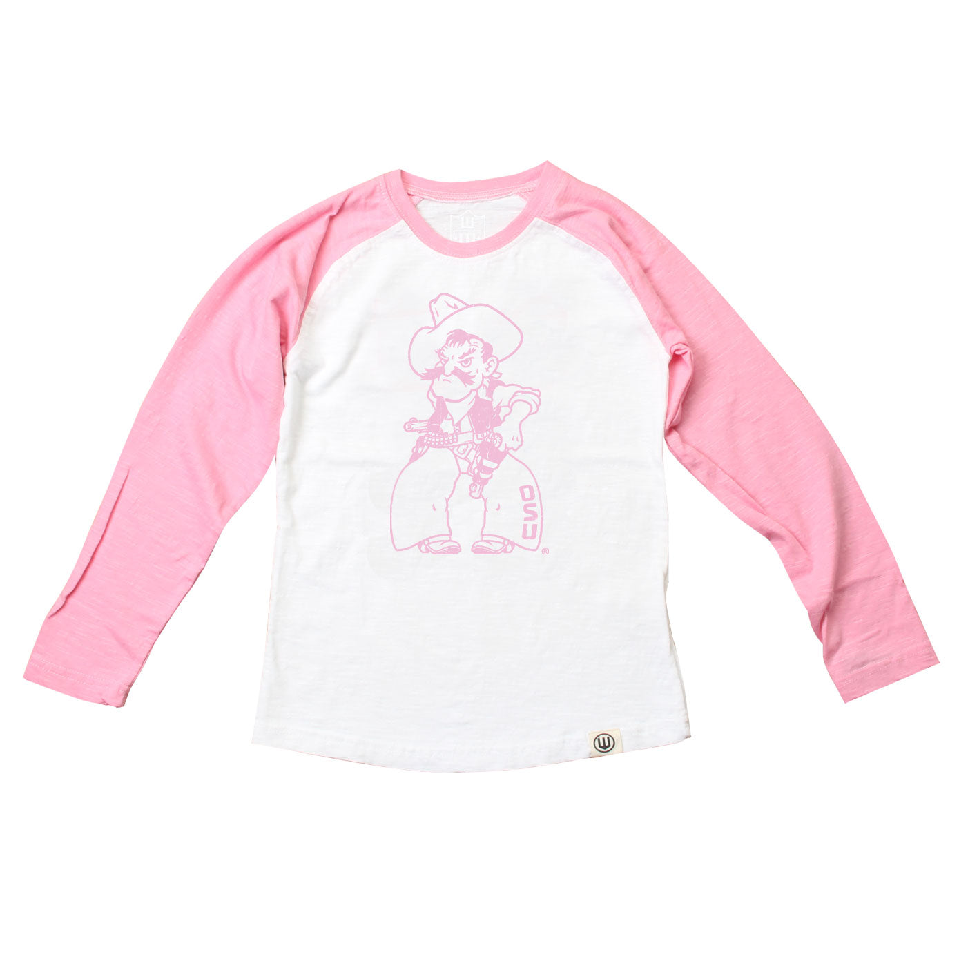 Oklahoma State Cowboys Youth Girls Pink Raglan