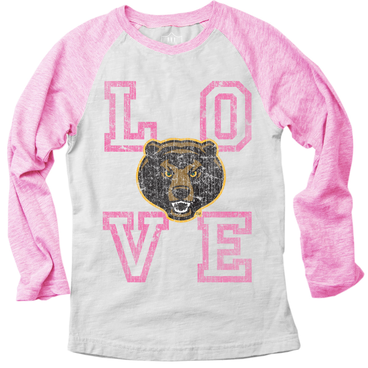 Baylor Bears Youth Girls Pink Raglan