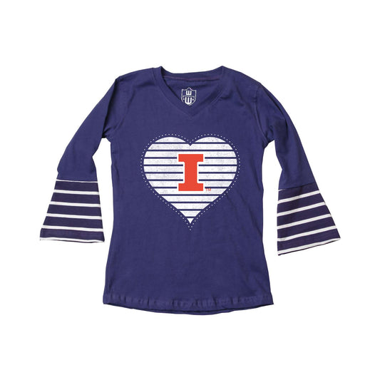 Illinois Fighting Illini Youth Girls Bell Sleeve Top