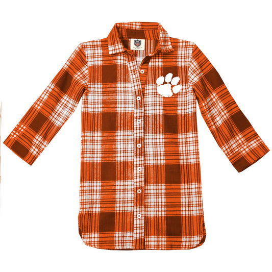 Clemson Tigers Youth Girls Plaid Dress - Orange