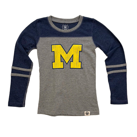 Michigan Wolverines Youth Girls Blended Jersey Top