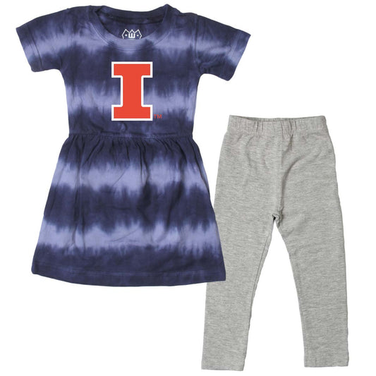 Illinois Fighting Illini Infant Girls Tie Dye Dress Set