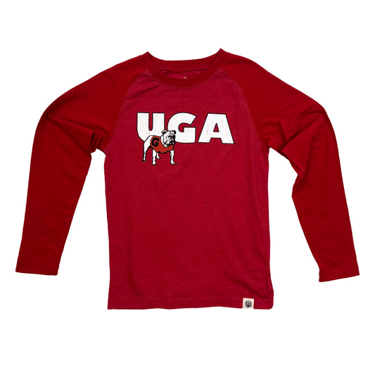 Georgia Bulldogs Youth Heathered LS Raglan